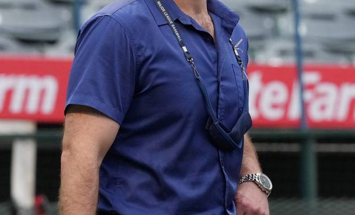 Sep 2, 2022; Anaheim, California, USA; Houston Astros assistant general manager Pete Putila during the game against the Los Angeles Angels at Angel Stadium. Mandatory Credit: Kirby Lee-USA TODAY Sports