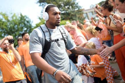 Jaylen McCollough during the Vol Walk ahead of a game between Tennessee and Akron at Neyland Stadium in Knoxville, Tenn. on Saturday, Sept. 17, 2022.

Kns Utvakron0917