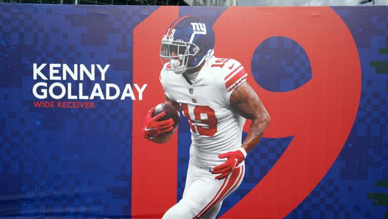 Oct 1, 2022; London, United Kingdom; An image of New York Giants receiver Kenny Golladay (19) at Tottenham Hotspur Stadium. The venue will play host to the NFL International Series games between the Minnesota Vikings and New Orleans Saints (Oct. 2, 2022) and the Giants and the Green Bay Packers (Oct. 9, 2022). Mandatory Credit: Kirby Lee-USA TODAY Sports