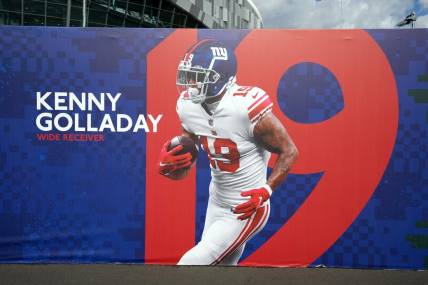 Oct 1, 2022; London, United Kingdom; An image of New York Giants receiver Kenny Golladay (19) at Tottenham Hotspur Stadium. The venue will play host to the NFL International Series games between the Minnesota Vikings and New Orleans Saints (Oct. 2, 2022) and the Giants and the Green Bay Packers (Oct. 9, 2022). Mandatory Credit: Kirby Lee-USA TODAY Sports