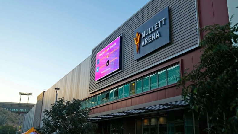 ASU's new multipurpose arena, the Mullett Arena, in Tempe on Oct. 14, 2022.

Ncaa Hockey Asu Hockey Opening Night At Mullett Arena Colgate At Asu