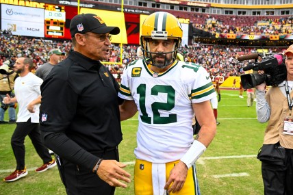 Green Bay Packers' Aaron Rodgers and Washington Commanders' Ron Rivera