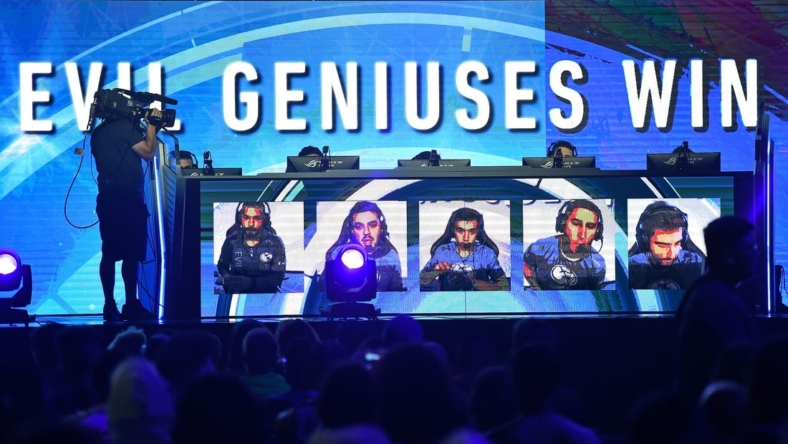 Jul 19, 2019; Miami Beach, FL, USA; The Evil Geniuses win a game over Enigma 6 during the Call of Duty League Finals e-sports event at Miami Beach Convention Center. Mandatory Credit: Jasen Vinlove-USA TODAY Sports