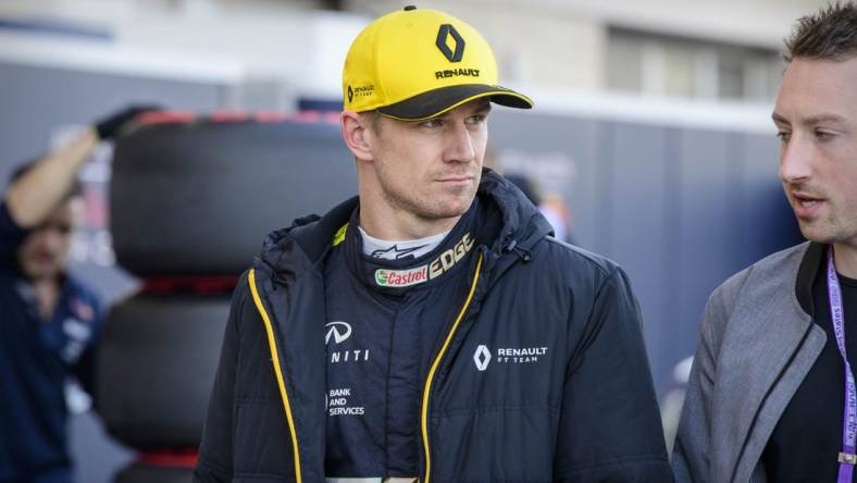 Nov 2, 2019; Austin, TX, USA; Renault driver Nico Hulkenberg of Germany during qualifying for the United States Grand Prix at Circuit of the Americas. Mandatory Credit: Jerome Miron-USA TODAY Sports