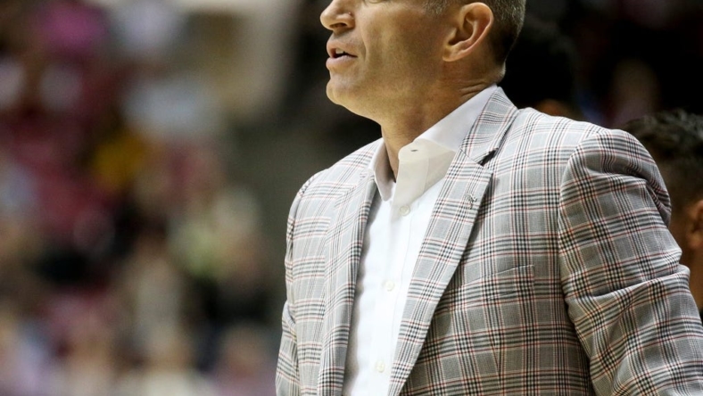 Alabama Head Coach Nate Oats  watches as the Crimson Tide plays Jacksonville State in Coleman Coliseum Saturday, Dec. 18, 2021. [Staff Photo/Gary Cosby Jr.]

Alabama Vs Jacksonville State Men S Basketball