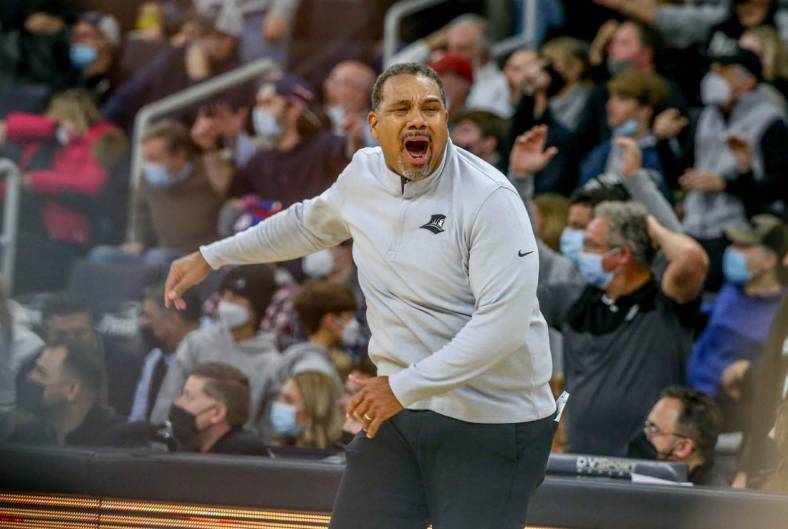 PC Coach Ed Cooley in second half against  St. John's

Ed Cooley