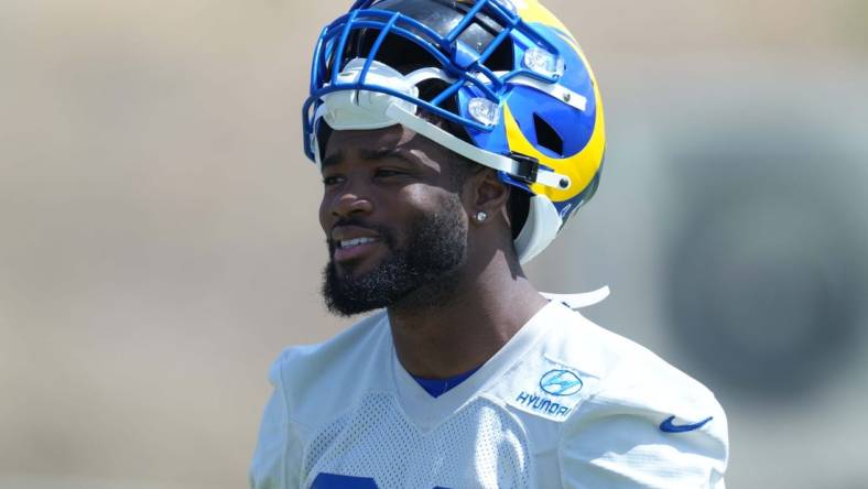 Jun 2, 2022; Thousand Oaks, CA, USA; Los Angeles Rams safety Terrell Burgess (26) during organized team activities at California Lutheran University. Mandatory Credit: Kirby Lee-USA TODAY Sports