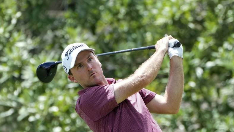 Aug 11, 2022; Memphis, Tennessee, USA; Russell Henley watches his tee shot during the first round of the FedEx St. Jude Championship golf tournament at TPC Southwind. Mandatory Credit: David Yeazell-USA TODAY Sports