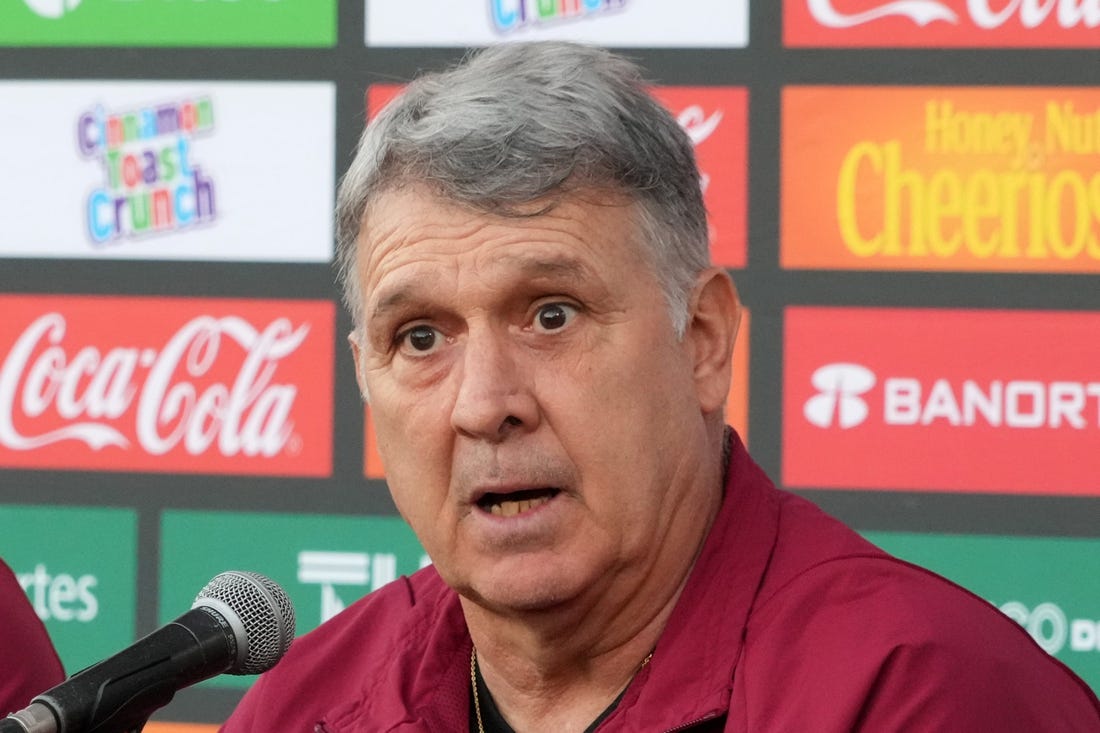 Sep 20, 2022; Carson, CA, USA; Mexico manager Gerardo Martino at media day at Dignity Health Sports Park. Mandatory Credit: Kirby Lee-USA TODAY Sports