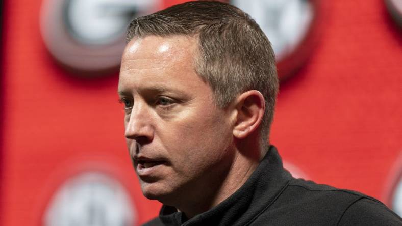 Oct 19, 2022; Birmingham, Alabama, US; Georgia Bulldogs head coach Mike White  during the SEC Basketball Media Days at Grand Bohemian Hotel. Mandatory Credit: Marvin Gentry-USA TODAY Sports