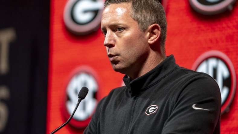 Oct 19, 2022; Birmingham, Alabama, US; Georgia Bulldogs head coach Mike White  during the SEC Basketball Media Days at Grand Bohemian Hotel. Mandatory Credit: Marvin Gentry-USA TODAY Sports