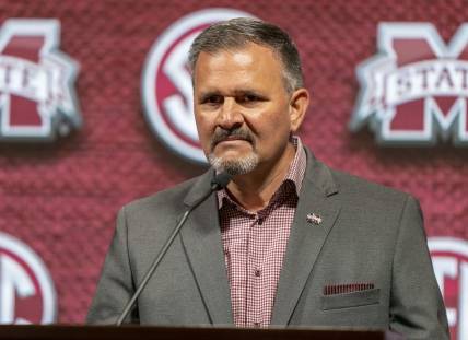 Oct 19, 2022; Birmingham, Alabama, US; Mississippi State Bulldogs head coach Chris Jans during the SEC Basketball Media Days at Grand Bohemian Hotel. Mandatory Credit: Marvin Gentry-USA TODAY Sports