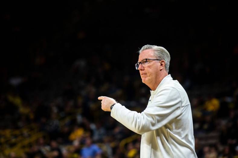 Iowa head coach Fran McCaffery reacts during a NCAA men's basketball game against Bethune-Cookman, Monday, Nov. 7, 2022, at Carver-Hawkeye Arena in Iowa City, Iowa.

221107 Bethune Cookman Iowa Mbb 050 Jpg