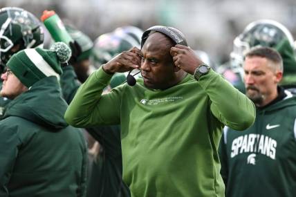 Michigan State's head coach Mel Tucker looks on during the first quarter in the game against Rutgers on Saturday, Nov. 12, 2022, in East Lansing.

221112 Msu Rutgers Fb 067a