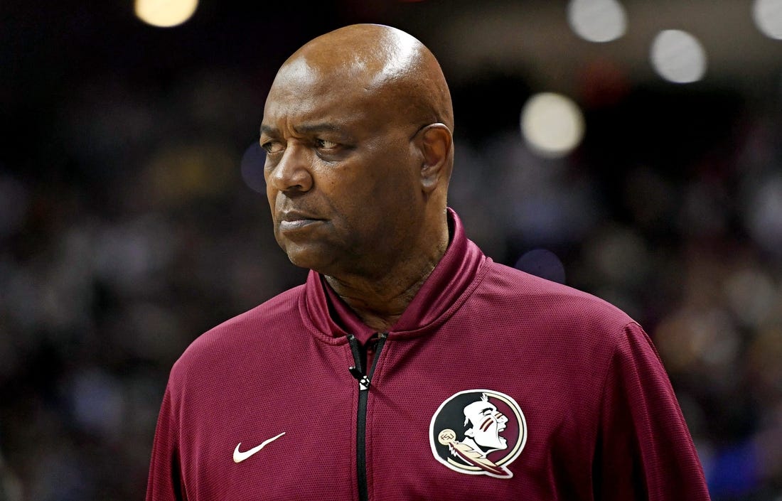 Nov 18, 2022; Tallahassee, Florida, USA; Florida State Seminoles head coach Leonard Hamilton during the first half against the Florida Gators at Donald L. Tucker Center. Mandatory Credit: Melina Myers-USA TODAY Sports