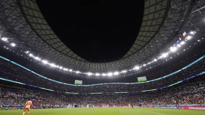 Nov 28, 2022; Lusail, Qatar; General view of game action between Portugal and .Uruguay during the second half of the group stage match in the 2022 World Cup at Lusail Stadium. Mandatory Credit: Yukihito Taguchi-USA TODAY Sports