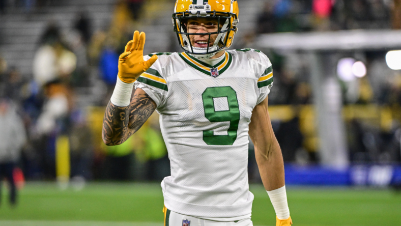 green bay packers wide receiver christian watson, nfl rookie of the year