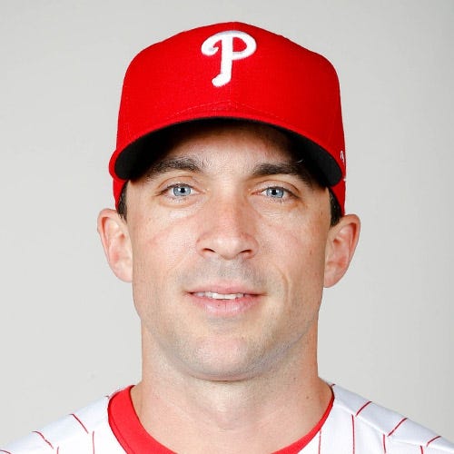 Feb 19, 2019; Clearwater, FL, USA; Philadelphia Phillies coach Sam Fuld (87) poses for a photo on photo day at Spectrum Field. Mandatory Credit: Kim Klement-USA TODAY Sports