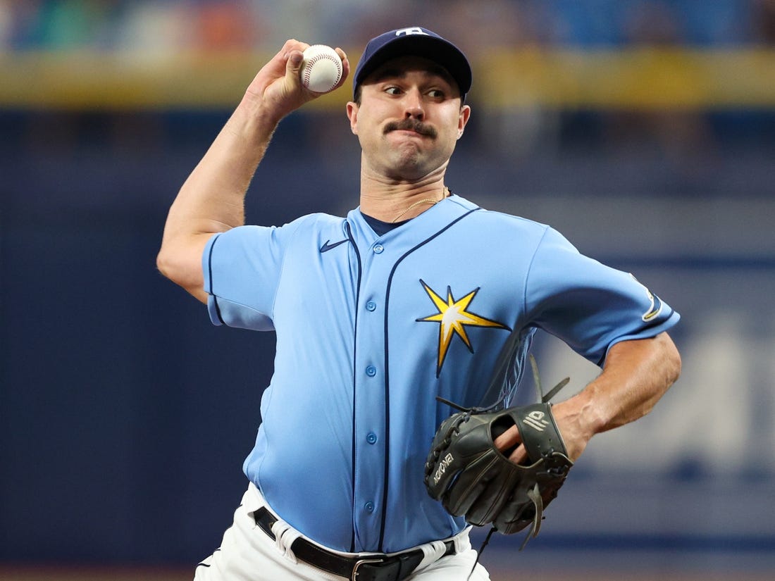 Apr 23, 2022; St. Petersburg, Florida, USA;  Tampa Bay Rays relief pitcher J.P. Feyereisen (34) throws a pitch against the Boston Red Sox in the second inning at Tropicana Field. Mandatory Credit: Nathan Ray Seebeck-USA TODAY Sports