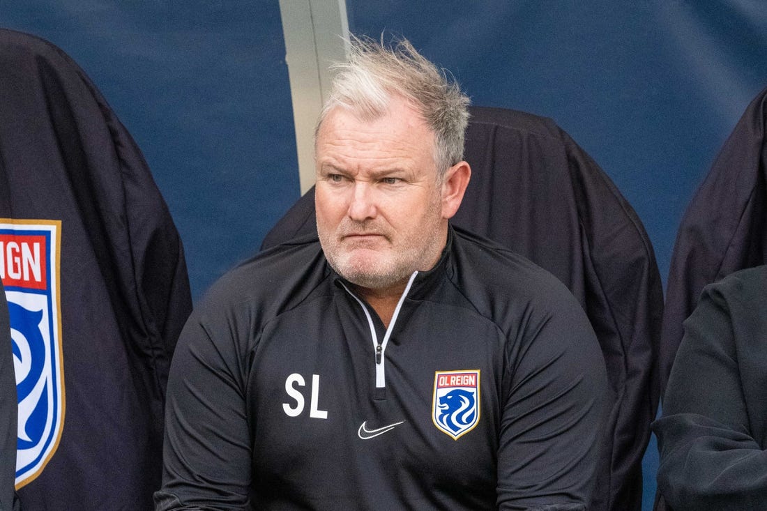 May 22, 2022; Seattle, Washington, USA; OL Reign first assistant coach Sam Laity before the match against the Washington Spirit at Lumen Field. Mandatory Credit: Kyle Terada-USA TODAY Sports