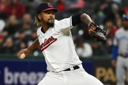 Sep 30, 2022; Cleveland, Ohio, USA; Cleveland Guardians relief pitcher Emmanuel Clase (48) throws a pitch during the ninth inning against the Kansas City Royals at Progressive Field. Mandatory Credit: Ken Blaze-USA TODAY Sports