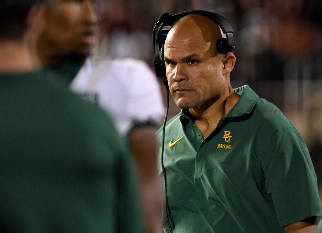 Baylor's head coach Dave Aranda walks along the sideline at the game against Texas Tech, Saturday, Oct. 29, 2022, at Jones AT&T Stadium.