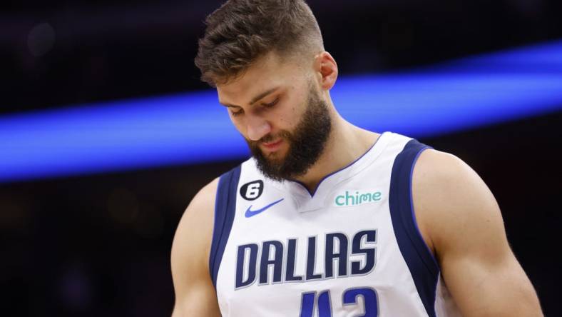 Dec 1, 2022; Detroit, Michigan, USA; Dallas Mavericks forward Maxi Kleber (42) walks off the court after the game against the Detroit Pistons at Little Caesars Arena. Mandatory Credit: Rick Osentoski-USA TODAY Sports