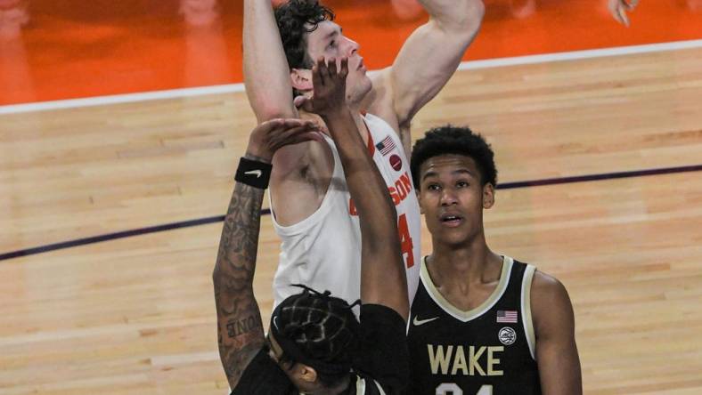 during the second half at Littlejohn Coliseum Friday, December 2, 2022.

Clemson Basketball Vs Wake Forest University Acc