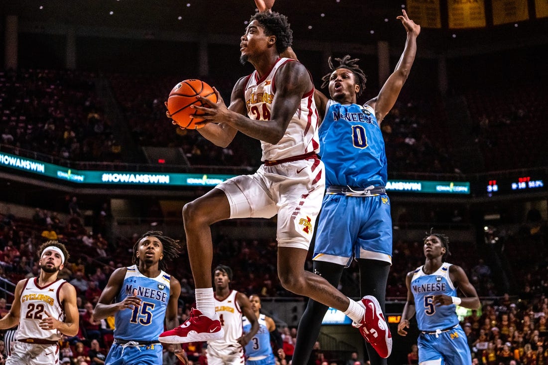 Iowa State's Hason Ward goes in for a layup during the Iowa State men's basketball game against McNeese, on Sunday, Dec. 11, at Hilton Coliseum, in Ames. The Cyclones beat the Cowboys 77-40.

1211 Isumbb 010 Jpg