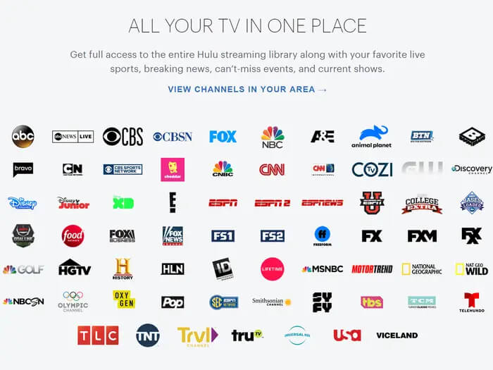Hulu's channel list