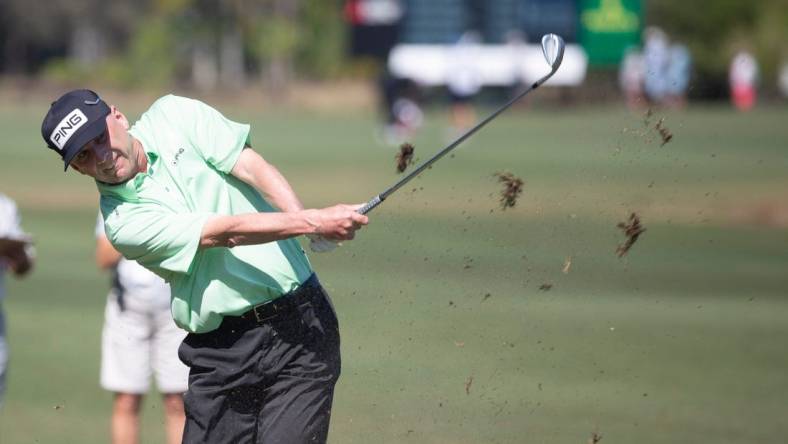 Kevin Sutherland hits the ball during the Chubb Classic's final round on Sunday, Feb. 20, 2022 at the Tibur  n Golf Club in Naples, Fla.

Ndn 20220220 Chubb Classic Final Round 0239