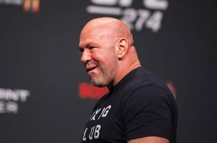 May 6, 2022; Phoenix, Arizona, USA; UFC president Dana White during weigh ins for UFC 274 at the Arizona Federal Theatre. Mandatory Credit: Mark J. Rebilas-USA TODAY Sports