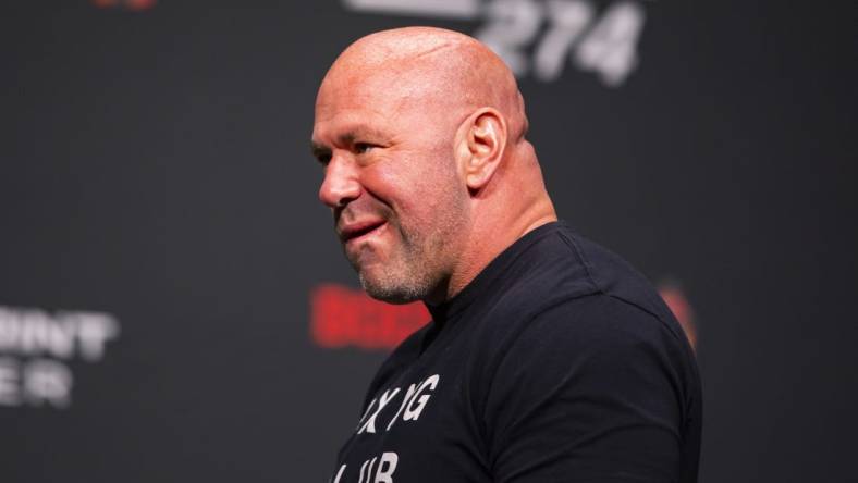 May 6, 2022; Phoenix, Arizona, USA; UFC president Dana White during weigh ins for UFC 274 at the Arizona Federal Theatre. Mandatory Credit: Mark J. Rebilas-USA TODAY Sports