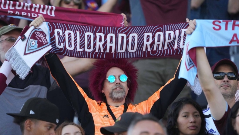 Oct 1, 2022; Commerce City, Colorado, USA; General view of Colorado Rapids fans before the match against the FC Dallas at Dick's Sporting Goods Park. Mandatory Credit: Ron Chenoy-USA TODAY Sports