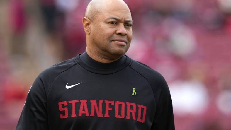 Nov 5, 2022; Stanford, California, USA; Stanford Cardinal head coach David Shaw before the game against the Washington State Cougars at Stanford Stadium. Mandatory Credit: Darren Yamashita-USA TODAY Sports