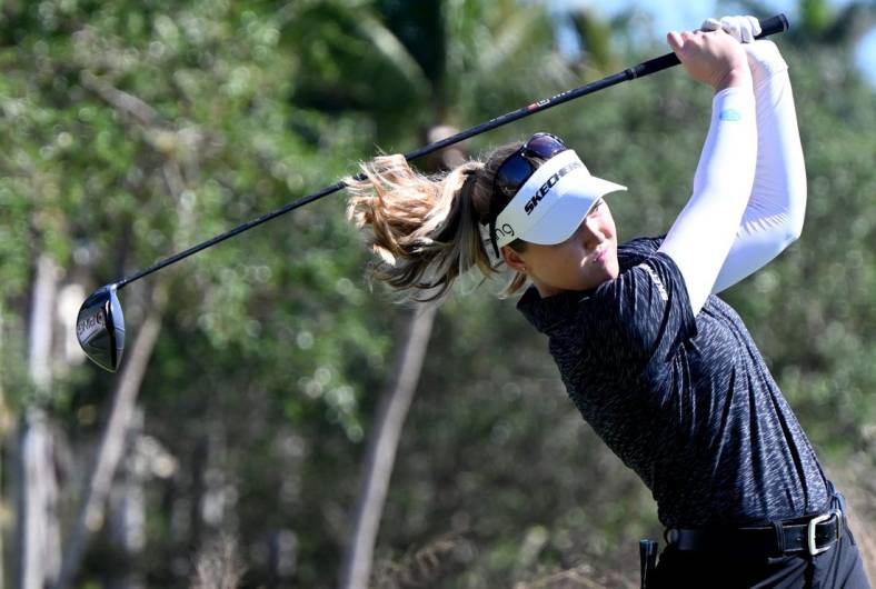 Brooke Henderson tees off on the 18th hole during the 2022 CME Group Tour Golf Championship Pro-Am at the Tiburn Golf Club in Naples, Fla., Saturday, Nov. 16, 2022.

Dsc 1087

Syndication Naples Daily News