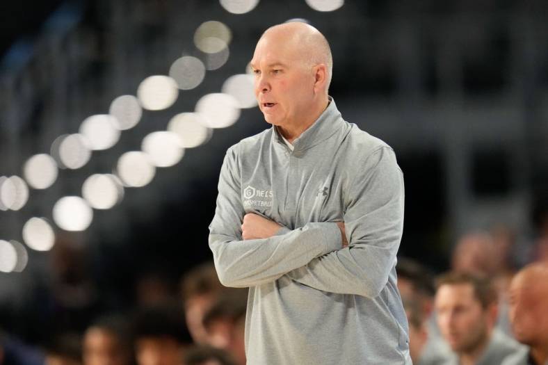Dec 3, 2022; Fort Worth, Texas, USA;  St. Mary's Gaels head coach Randy Bennett looks on during the first half against the Houston Cougars at Dickies Arena. Mandatory Credit: Chris Jones-USA TODAY Sports