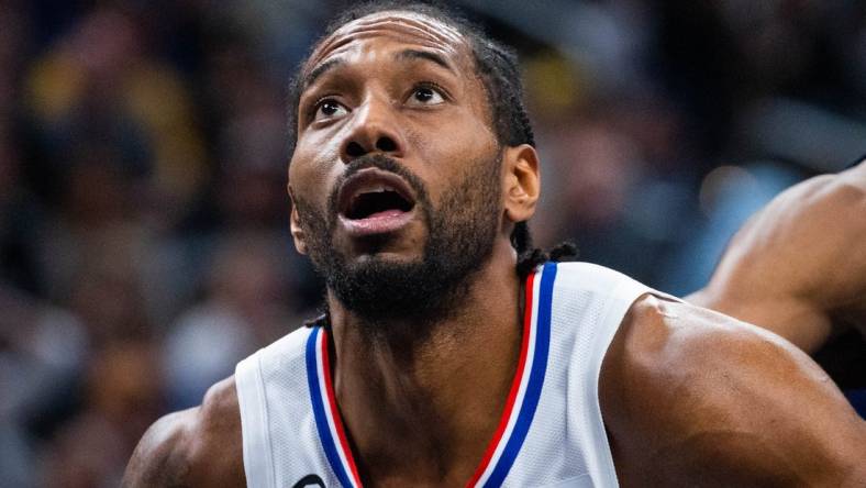 Dec 31, 2022; Indianapolis, Indiana, USA; LA Clippers forward Kawhi Leonard (2) in the second half against the Indiana Pacers at Gainbridge Fieldhouse. Mandatory Credit: Trevor Ruszkowski-USA TODAY Sports