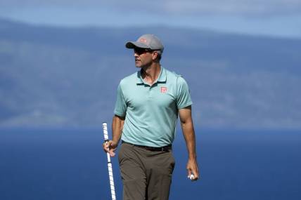 January 6, 2023; Maui, Hawaii, USA; Adam Scott on the fourth hole during the second round of the Sentry Tournament of Champions golf tournament at Kapalua Resort - The Plantation Course. Mandatory Credit: Kyle Terada-USA TODAY Sports
