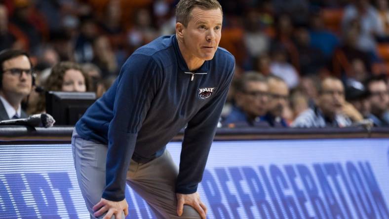 FAU head men's basketball coach Dusty May watches the game at a game against UTEP on Saturday, Jan. 21, 2023, at the Don Haskins Center in El Paso, Texas.

Utep V Fau Mbb