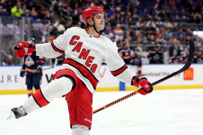 NHL roundup: Sebastian Aho's hat trick propels Canes past Isles