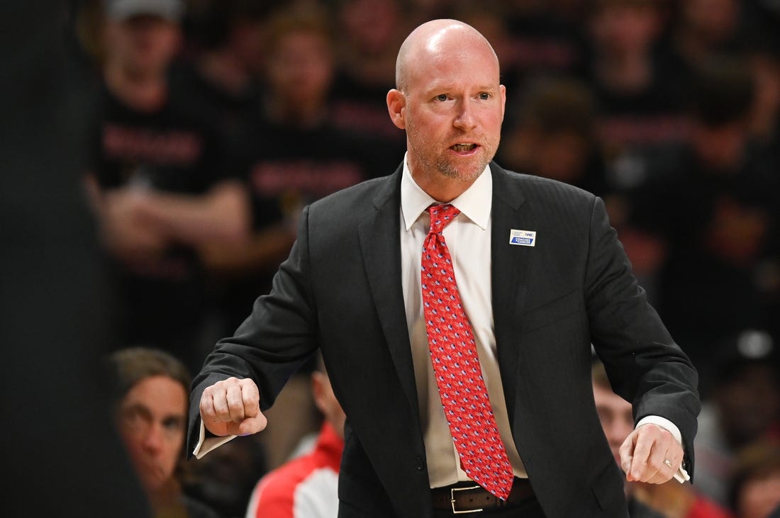 Jan 25, 2023; College Park, Maryland, USA;  Maryland Terrapins head coach Kevin Willard reacts during during the first half against the Wisconsin Badgers at Xfinity Center. Mandatory Credit: Tommy Gilligan-USA TODAY Sports