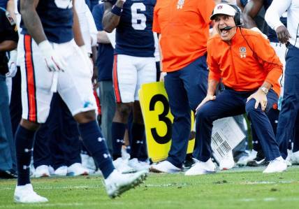 Auburn defensive coordinator Kevin Steele in first half action against Alabama in the Iron Bowl at Jordan-Hare Stadium in Auburn, Ala., on Saturday, November 30, 2019.

Steele