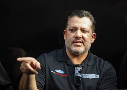 May 14, 2021; Concord, North Carolina, USA; NASCAR team owner Tony Stewart in attendance during qualifying for the Four Wide Nationals at ZMax Dragway. Mandatory Credit: Mark J. Rebilas-USA TODAY Sports