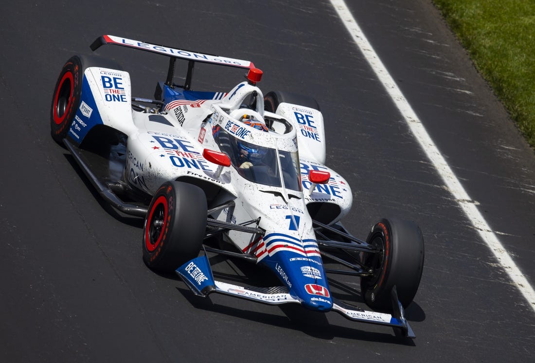 May 29, 2022; Indianapolis, Indiana, USA; IndyCar Series driver Tony Kanaan during the running of the 106th Indianapolis 500 at Indianapolis Motor Speedway. Mandatory Credit: Mark J. Rebilas-USA TODAY Sports