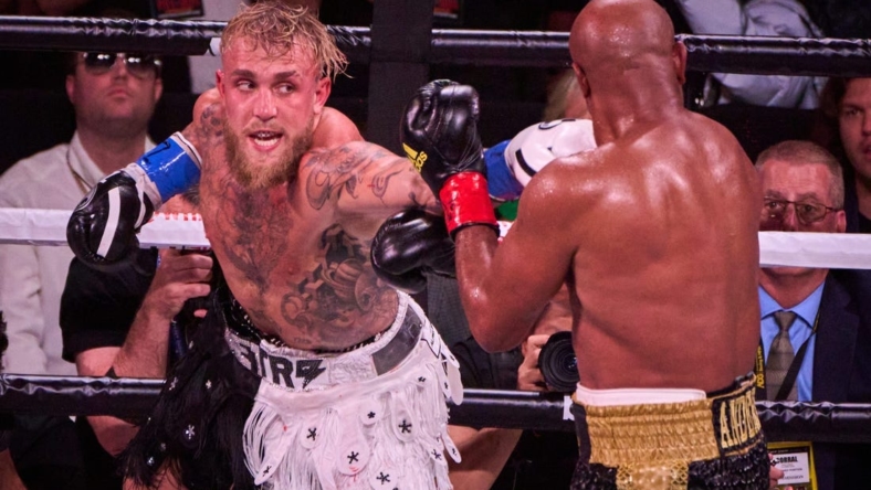 Jake Paul throws a punch at Anderson Silva during their match at Desert Diamond Arena in Glendale, on Saturday, Oct. 29, 2022.

Jake Paul V Anderson Silva