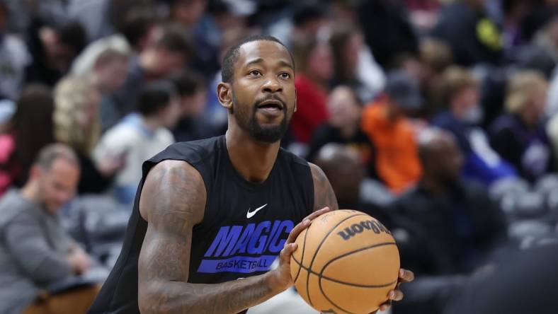 Jan 13, 2023; Salt Lake City, Utah, USA; Orlando Magic guard Terrence Ross (31) warms up prior to a game against the Utah Jazz at Vivint Arena. Mandatory Credit: Rob Gray-USA TODAY Sports