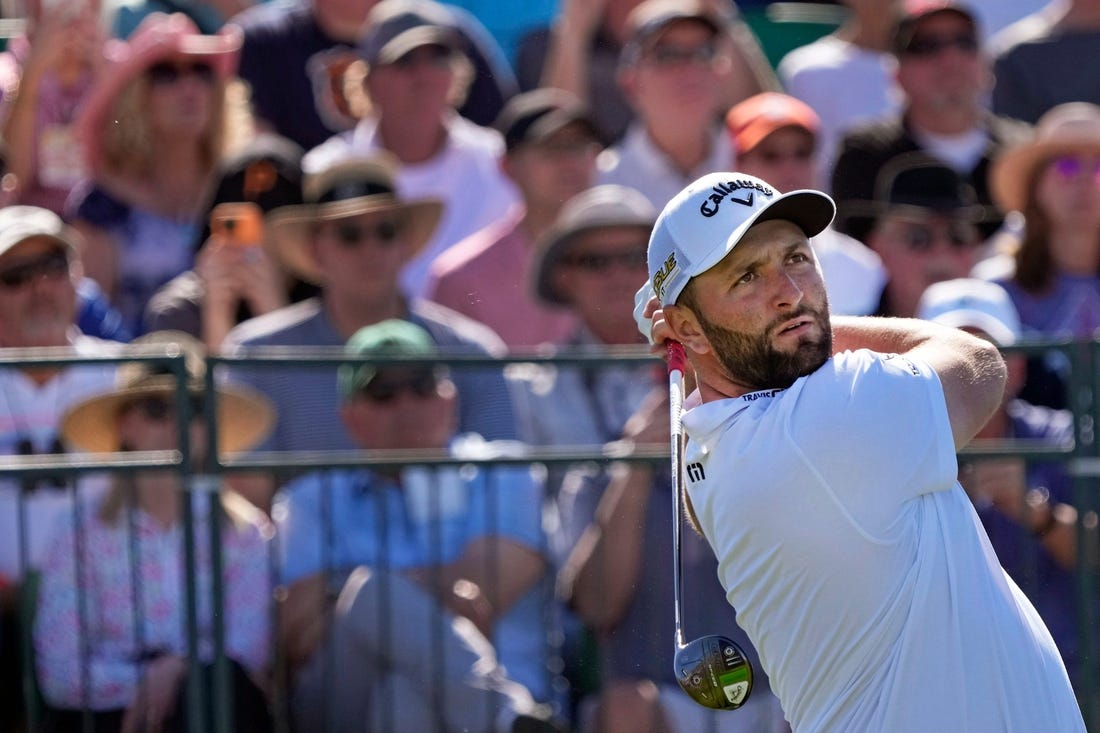 Jon Rahm hits from the first tee during the first round of the WM Phoenix Open at TPC Scottsdale on Thursday.
 CHERYL EVANS/the republic
Feb 10, 2022; Scottsdale, AZ, USA;  Jon Rahm hits from the 1st tee box during Round 1 of the WM Phoenix Open at TPC Scottsdale. Mandatory Credit: Cheryl Evans-Arizona Republic

Golf Wm Phoenix Open Day 1

Syndication Arizona Republic