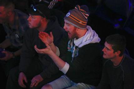 Jan 24, 2020; Minneapolis, Minnesota, USA; A fan cheers as the Dallas Empire play against the Chicago Huntsmen during the Call of Duty League Launch Weekend at The Armory. Mandatory Credit: Bruce Kluckhohn-USA TODAY Sports