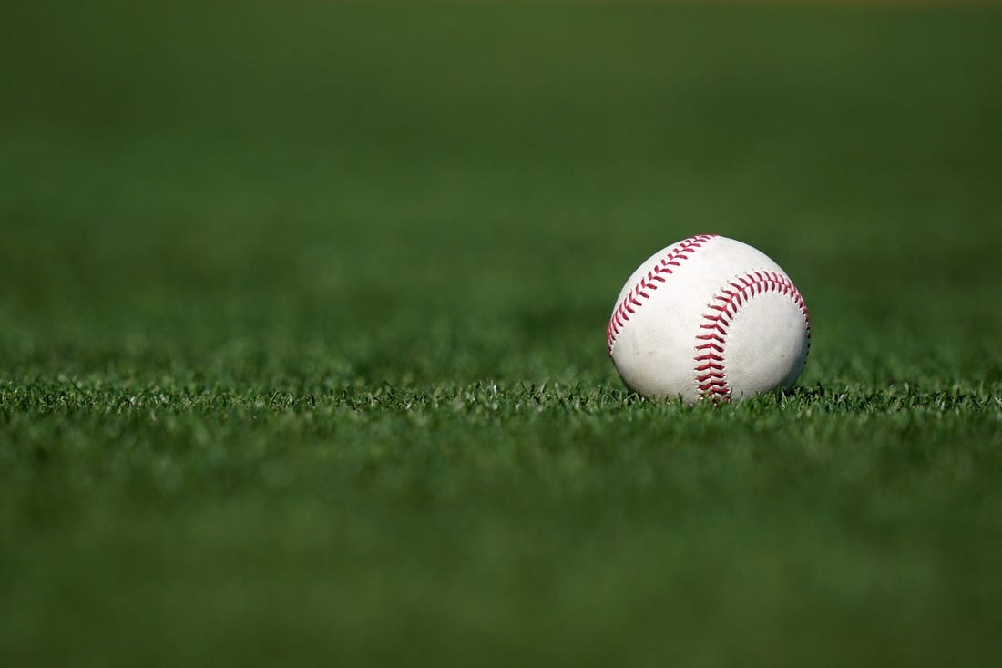 Detail view of a baseball in foul territory during a spring training game between the Cincinnati Reds and the Los Angeles Dodgers, Tuesday, March 22, 2022, at Camelback Ranch in Glendale, Ariz.

Cincinnati Reds At Los Angeles Dodgers March 22 0376